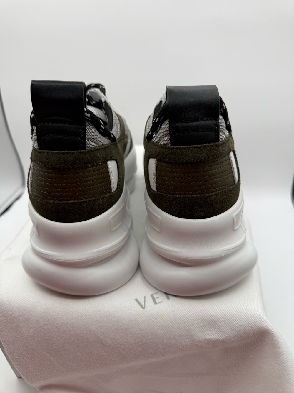 New Versace Chunky Mesh & Suede Sneakers in Gray, olive and White size 40 - Picture 4 of 7